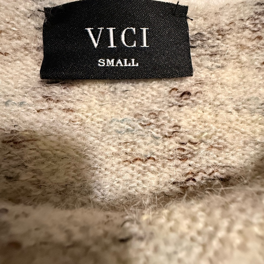 Vici Cream and Brown Textured Sweater - Picture 2 of 9